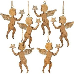 Logbuch-Verlag 6 Angel Pendants Christmas Pendants Metal Gold Vintage Christmas Tree Pendant Christmas Decoration 8 cm