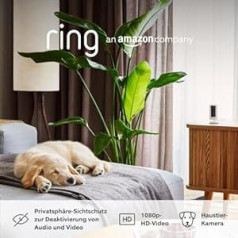 Pilnīgi jauna gredzenveida iekštelpu kamera (2. paaudze) no Amazon | Plug-in iekštelpu drošības kamera | 1080p HD video, privātuma vāks, Wi-Fi, DIY alternatīva videonovērošanas sistēmai | Ring Protect 30 dienu bezmaksas izmēģinājuma versija