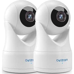 Owltron novērošanas kamera, 2 pack, 1080P 360° grozāms mazuļa monitors ar kameru, suņu kamera ar kustības noteikšanu, nakts redzamība, divvirzienu audio, iekštelpu kamera, lietotņu vadība ar Alexa