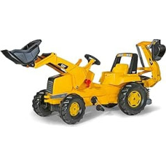 Rolly Toys Traktor / rollyJunior CAT (mit Lader und Heckbagger, für Kinder ab drei Jahren, Sitz verstellbar, Flüsterlaufreifen) 813001, Gelb