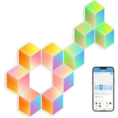 Govee Glide Hexa Pro 3D LED gaismas paneļi, WiFi RGBIC trīsdimensiju sienas apgaismojums iekštelpās darbojas ar Alexa un Google Assistant, DIY, mūzikas sinhronizācija, lietotņu vadība, spēlēm un dekorēšanai, 10