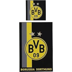 Borussia Dortmund BVB gultas veļa ar svītru rakstu (135 x 200 cm)