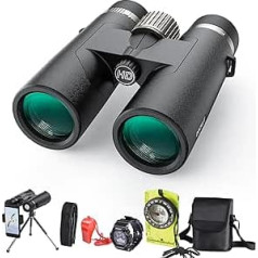 10 x 42 HD IPX7 Nitrogen-Filled Waterproof Binoculars Adult High Performance, Easy to Focus Binoculars with Image Stabiliser, Perfect for Bird Watching/Hunting/Travel/Cruise Ship