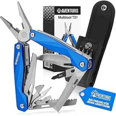 Aventuris® Multitools instruments nerūsējošais tērauds ar 21 funkciju, dāvanas vīriešiem, daudzfunkcionāls rīks ar knaiblēm, zāģis un skrūvgriezis, kempinga mašīna, izdzīvošanas āra nazis