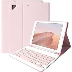 Tastatūras futrālis iPad 9,7 collu 2018 (6. paaudze)/iPad 9,7 collu 2017 (5. paaudze)/iPad Pro 9.7/iPad Air 2/Air 1, TPU aizsargvāciņš ar bezvadu noņemamu Bluetooth tastatūru un iebūvētu zīmuļa turētāju