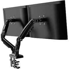 Invision Monitor Mount 2 monitori 48,3–81,3 cm / 19–32 collu ekrāniem — VESA 75 un 100 mm galda skava — augstuma regulēšana, slīpums un pagriešana — palielināta kravnesība par 2–9 kg (MX400)