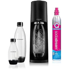 SODASTREAM Terra Black Value Pack x3 ūdens karbonators ar 2 x 1 litru 2 litru pudeles trauku mazgājamām mašīnām un 1 ātrā savienojuma cilindru