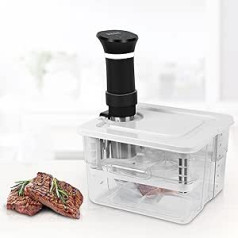 Sous Vide konteinera septiņi vienā komplekts 12 l ar vāku un statīvu, paredzēts Garer Stick Professional, piemērots vairākiem zīmoliem, daudzfunkcionāls caurspīdīgs konteiners (atkārtoti lietojams)