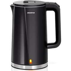 Aigostar Aubery - Kettle Stainless Steel 1.7 Litres, 2200 W, Double Wall Design Electric Kettle, 360° Base, Automatic Shut-Off, in Modern Design, BPA-Free, Black