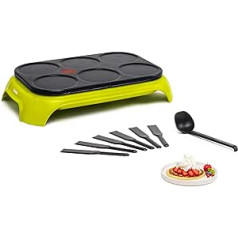 Tefal PY5593 Crep'Party Colormania Crêpemaker | Platte mit 6 Crêpe-Mulden | Thermo-Spot-Temperaturindikator | inkl. 6 Spatel und eine Kelle | Gelb/Schwarz