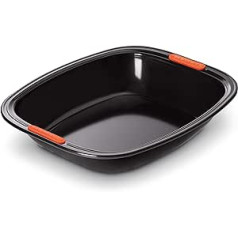 Le Creuset nepiedegošā cepšanas un cepšanas trauks, 33 x 29 cm, nesatur PFOA, izturīgs pret skābi, izgatavots no oglekļa tērauda, antracīts / oranžs