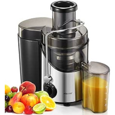 HOUSNAT Juicer Vegetable and Fruit, Stainless Steel Juicer Machine with 3 Speed Levels, 65 mm Large Mouth Feed Chute, Centrifugal Juicer, Easy to Clean, BPA-Free, 400 W