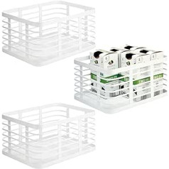 mDesign Set of 3 All Purpose Baskets for the Whole Home - Metal Storage Basket for Kitchen, Pantry, Bathroom etc - Compact and Universal Wire Basket - White