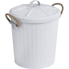 WENKO Gara Cosmetic Bin Matt White – Waste Bin Capacity: 6 L, Steel, 24 x 28.5 x 23 cm, White