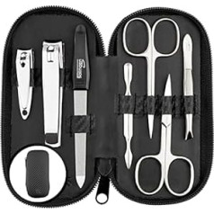 Solingen Manicure Set – Comparison Winner – Genuine Leather Case Handy and Soft – 7 Piece Complete Set for Men and Women marQus Made of Shiny Nickel-Plated Polished Steel