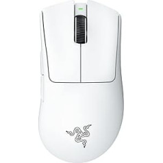 Razer DeathAdder V3 Pro viegla bezvadu ergonomiska Esports pele (64 g viegls dizains, Focus Pro 30K optiskais sensors, peles slēdzis Gen-3, HyperSpeed Wireless) Balta