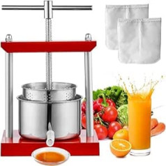 VEVOR Fruit Press Apple Press 2 L Berry Press 24 x 19 x 36.5 cm Manual 3.23 kg Fruit Press Stainless Steel with 26 cm Long Handle Wine Press Fruit Press Mash Press Cheese Press Red