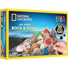 National Geographic Rock and Fossil Collection - 20 Rocks and Fossils with Shark Teeth, Agate, Rose Quartz, Jasper and More, Great Mint Science Kit for Boys and Girls