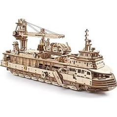 Ugears 3D Puzzle Adult Explorer Ship - Ship Model Kits - Model Building Ships Wood - 3D Model Kit - DIY Model Ship - Mechanical Model - 3D Wooden Puzzle for Adults and Teenagers