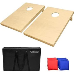 GoSports Solid Wood Premium Cornhole Set - Choose between 1.2 m x 0.6 m or 0.9 m x 0.6 m Game Boards, Includes 8 Corn Hole Throwing Bags