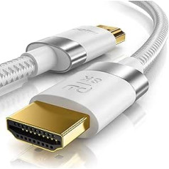 CSL — 8k / 4k HDMI kabelis 2.1/2.0-10m — 8K @ 60Hz 4K @ 120Hz ar DSC — 48 Gbit/s — 3D — īpaši liels ātrums ar Ethernet — TV Blu-ray PS5 Xbox Series X slēdzis — balts — 10 metri