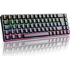 Rk Royal Kludge RK68 Mechanical Gaming Keyboard, Wireless/Wired 65%, RGB 68 Keys Bluetooth, Hot Swappable for Win/Mac, Red Switch, Black (QWERTZ)