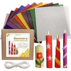 Zakouinn Beeswax Candle Making Set for Children - 12 Classic Colours, Beeswax Leaves for Candle Making, Beeswax Candle DIY Kit for Adults, 20 x 20 cm