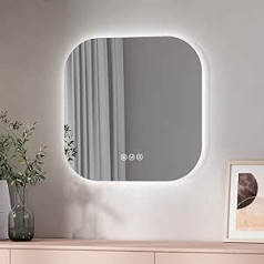 EMKE LED Bathroom Mirror, Frameless Wall Mirror with Lights, Illuminated Bathroom Mirror with Touch, Anti-Fog, Dimmable and 3 Colors, Memory Function for Living Room, Dressing Room, 600X