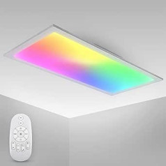 BKLicht LED panelis, pilnībā regulējama krāsu temperatūra, 595 x 295 x 42 mm, 7 krāsas RGB, regulējams, īpaši plakans griestu apgaismojums, tālvadības pults