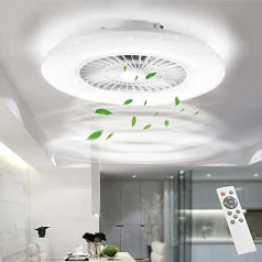 BKZO 60 cm moderns LED griestu apgaismojums ar ventilatoru, griestu ventilators ar lampu, 24 ventilācijas ātrumi, viegla gaismas aptumšošana, viesistabai, ēdamistabai, guļamistabai, birojam, 3000-5500 K, balta