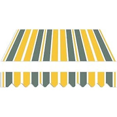 home Trends Awning Cloth, Awning Canopy, Tent Fabrics, Sun Protection, Replacement Fabrics, Awning Fabrics, Various Colours with Valance Ready Sewn with Border (3 x 2.5 m, P 3002 Yellow White Grey
