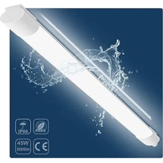 LEOEU Wet Room Light LED 150 cm, 45 W 5000 LM LED Ceiling Light Garage (110 Lm/W), Flicker-Free IP66 Waterproof LED Tube 150 cm as Office Ceiling Light, Bath Light, LED Basement Light, 4000 K