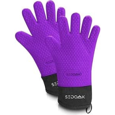 SEDOAK Heat Resistant Oven Gloves - BBQ Gloves - Ideal for Grilling, Baking, Cooking and More - Dual Layer Silicone, Long Waterproof & Cotton Lined Gloves - 40°F to 450°