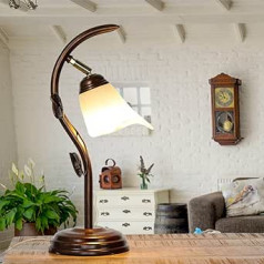 Licht-Erlebnisse LOELLA ziedu galda lampa Vintage lauku māja Metāls stikls Augstums 40 cm Galda lampa Vintage dzīvojamā istaba