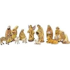 Riffelmacher 78079 Modern Nativity Figures, Set of 15, Size of Each Figure 12 - 15 cm, Wooden Look, Nativity Scene, Stable, Decoration, Christmas, Advent