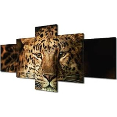 5 Pieces Leopard Head Painting Animal Picture The Beast Prints on Canvas Modern Wall Pictures Canvas Art for Bedroom Framed Wall Art Home Decor for Living Room