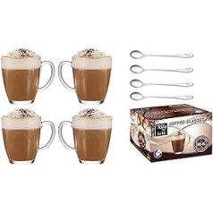 EVER RICH ® komplekts ar 4 glāzēm Latte tējas kafijas krūzei, kas atbilst Tassimo Dolce Gusto 385 ml