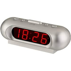 Timegyro ar baterijām darbināms skaļš modinātājs Mazs digitālais galda pulkstenis 12/24 stundu 0,9 collu LED displeja pulkstenis bērniem smagiem guļamiem (sudraba)