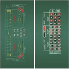 DA VINCI Craps & Roulette 2-Sided 36-Inch x 72-Inch Casino Felt Layout