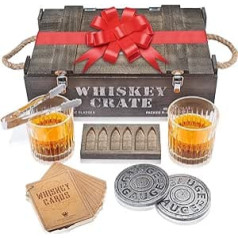 Royal Reserve Whiskey Stones Gift Set | Artisan Made Chilling Rocks, Scotch Bourbon Glasses and Slate Table Coasters - Gift for Men, Dad, Boyfriend, Anniversary or Retirement