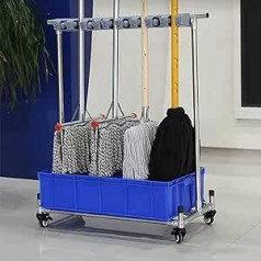 SHERAF Dienstprogrammregal Für Moppländer Und Besen Kann Bewegt Werden, Fassenfestes Mop -Abflussregal, Mop -Rack -Werkzeugregal -Rack -Reinigungswerkzeugkarton Aus Edelstahl -Lagern./Color/8Slots