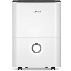 Midea DF-20DEN7-WF Dehumidifier, 20L/24h, Room Size Approx. 100 m³ (40 m²), App-compatible, 24H Timer, Water Tank 3L, White