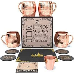 Krown Kitchen - Moscow Mule Kupferbecher | Becher Gehämmert Tassen Set 4er | 16 unces