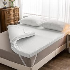 3" Memory Foam virsmatracis, maza divguļamā gulta muguras atbalstam, mazgājams bambusa pārvalks, OEKO-TEX&CertiPUR-US (120 x 190 cm, balts)
