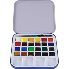 Daler Rowney set of 24 Aquafine water colour paints in a tin box