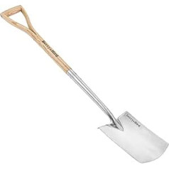 Berry&Bird Stainless Steel Digging Spade, 110 cm Garden Edge Spade, Traditional English Style Shovel with Smooth D Handle, Large