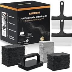 19 Piece Blackstone Grill Cleaning Kit, Heavy Duty Grill Cleaning Kit, BBQ Accessories for Blackstone 2 Grill Scraper, 1 Cleaning Handle, 12 Scrubbing Pads, 4 Cleaning Stones