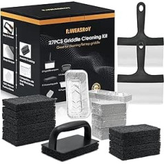 27 Piece Blackstone Grill Cleaning Kit Flat Top Grill Schwarzstein Cleaning Kit Blackstone Grill Accessories 1 Handle 2 Grill Scrapers 10 Grease Cups 11 Scouring Pads