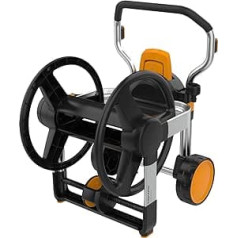 Fiskars Manual Waterwheel XL ar riteņiem, šļūtenes spole, bez šļūtenes, manuāla ripināšana, 360° rotācija, horizontāls dizains, 1062257