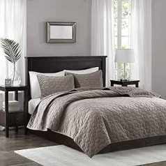 Madison Park Harper Velvet 3-teiliges Bettwäsche-Set, Taupe, 264,2 x 238,8 cm, King-Size-Bett